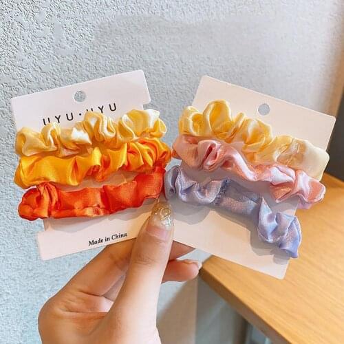 Sweet Flower Shape Satin Elastic Solid Color Hair Band Hair Tie Hair Accessories for Dating Girl Women Kid Simple Rubber Band