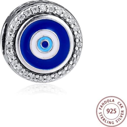 Wholesale 925 Sterling Silver Charm Enamel Evil Eye Charms Beads Fits Original Bracelets DIY Jewelry Making berloques