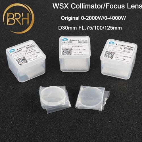 Original WSX Fiber Laser Collimator/Focus Lens D30 F75/100/125mm 2Pcs/Set 1064nm Quartz Fused Silica HSG Laser Machine