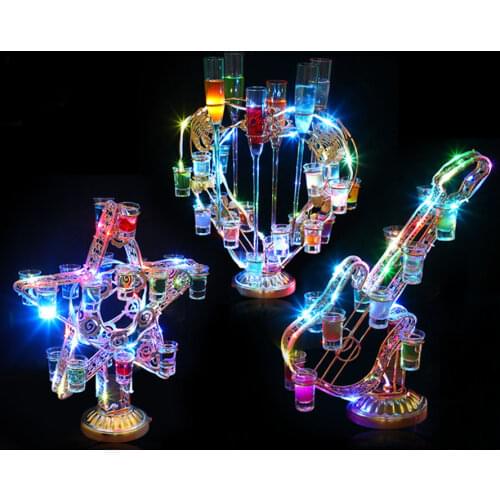 Rechargeable LED Growing Cocktail Tray Whisky Cocktail Wine Cup Rack Wine Glass Cup Holder For Bar Disco Club Party Supplies