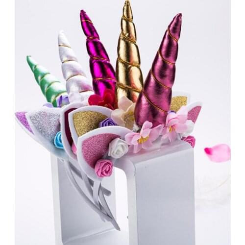 New Unicorn Flower Headbands Children Birthday Gift Headbands Cat Ears Head Band Hair Hoop Hairbands Girls Kids Hair Accessories