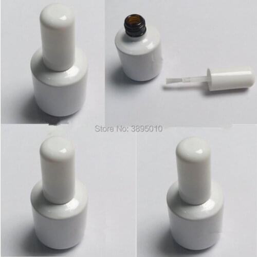 15ml Empty White Glass Nail Polish Bottle With White Cap 1/2oz Glass Cosmetic Container Packaging F824
