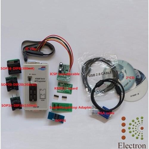 RT809F USB PC Repair Tools Programmer +7 Adapters+SOP16 SOP20 IC Clip LCD Reader LCD BIOS ISP/ USB/ VGA