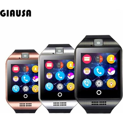 New Bluetooth Smart Watch men Q18 With Camera Facebook Whatsapp Twitter Sync SMS Smartwatch Support SIM TF Card For IOS Andr