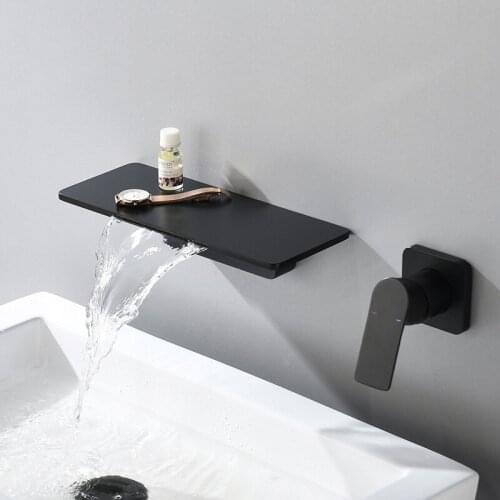 Brass Bathroom Bathtub Faucet Black/Gold/Chrome Single Handle Waterfall Spout Mixer Tub Tap Bath Wall Mounted Shower Faucet