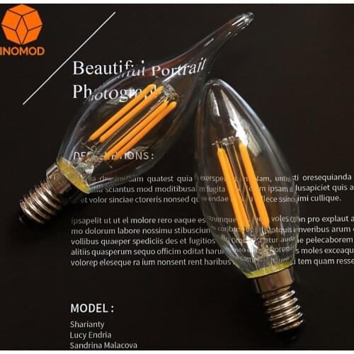 Led Candle Bulb E14 Small Screw Mouth 4W Edison Pointed Bubble Pull Tail Crystal Chandelier Light Source Bright Tungsten Bulb