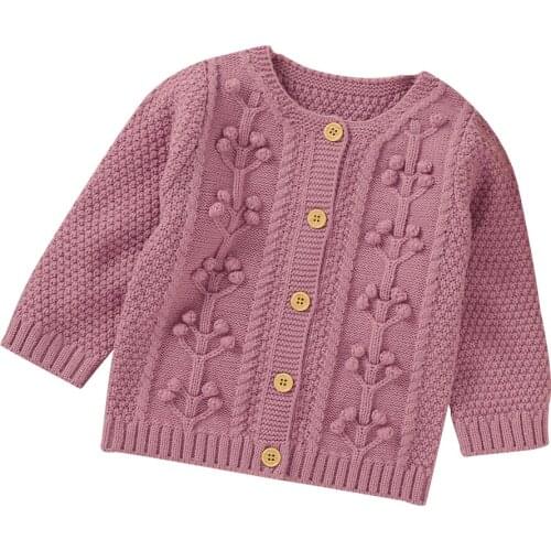 2020 Newborn Baby Boy Girl Sweater Long Sleeve Button Solid Color Warm Knitted Outwear Baby Clothes