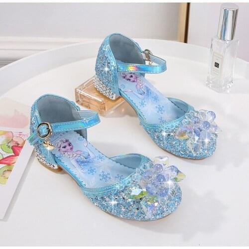 Disney childrens princess shoes summer frozen girls high heels baby sandals little girl elsa crystal shoes