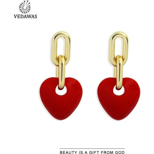 Veadwas Summer Candy Color Heart Drop Earrings for Women Korean Cute Irregular Statement Earring Fashion Jewelry Party Wholesale