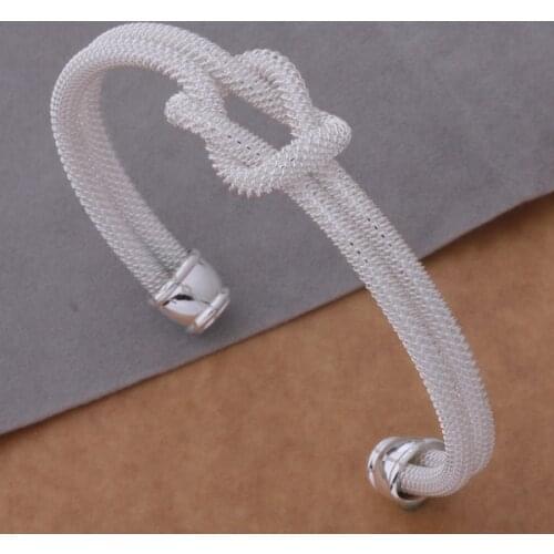 AB017 Wholesale Free Shipping Bangle, Hot Sale Silver Plated Fashion Jewelry Knotted Mesh Bracelet /abgaisna Ahsaiyza
