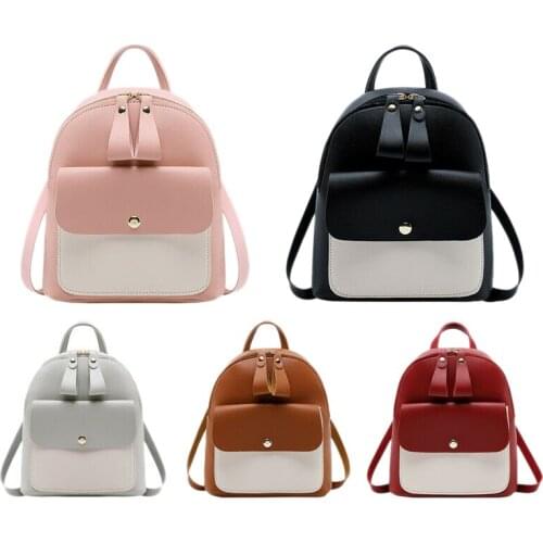 Women Girls School Bag Pu Leather Backpack Mini Backpack Purse Travel Handbag