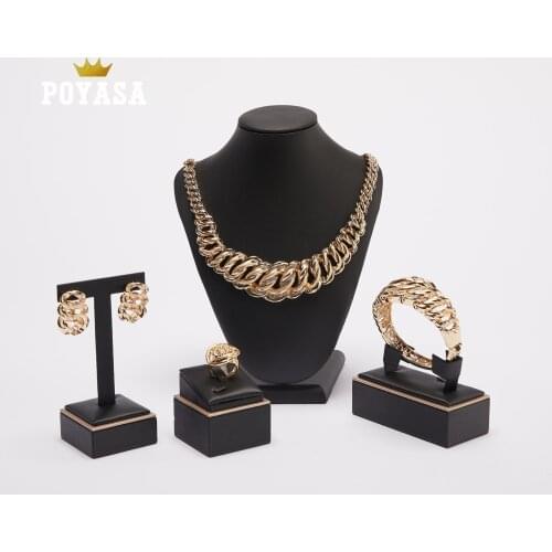 2019 Bridal Gift Nigerian Wedding African Beads Jewelry Set Brand Woman Fashion Dubai Gold Color Jewelry Set Wholesale Design