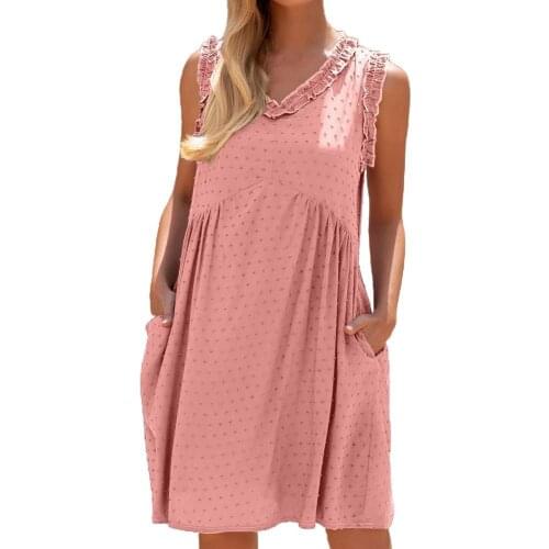 Mini Dress Jacquard V Neck Women Sleeveless Side Pockets Vest Dress for Dating Summer Casual Womens Clothing 2021 Black xxl