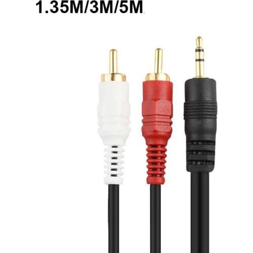 1.35M 3M 5M 3.5mm Male Jack to AV 2 RCA Male Extend Cable Connector Audio Cords For Phone TV AUX Computer PC Speakers Music U26