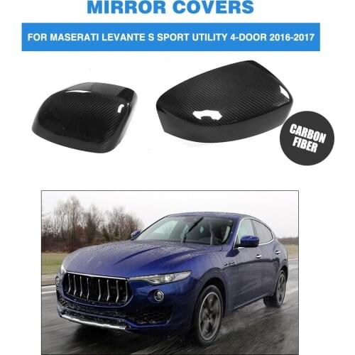 2PCS/Set Carbon Fiber Rearview Mirror Cap Covers Trim for Maserati Levante S Sport Utility 4-Door 2016-2017 Add On Style