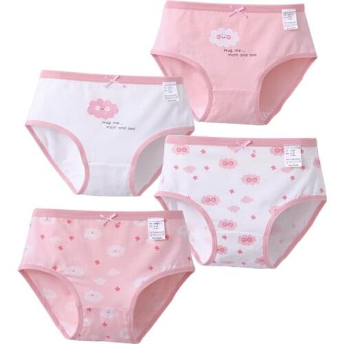 4Pcs/Lot Girls Panties Cotton Kids Girl Panties Pink Cartoon Kids Short Briefs Child Thong 2-18Y Childrens Underwear
