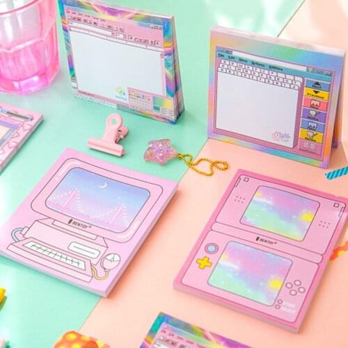 50Sheets Cute Kawaii Paper Sticky Notepad Computer Game Memo Pad Self-adhesive Planner Stickers School Office Notebook Supplies