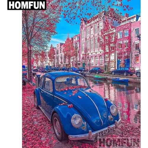 HOMFUN Full Square/Round Drill 5D DIY Diamond Painting "Car street" Embroidery Cross Stitch 5D Home Decor Gift A02149