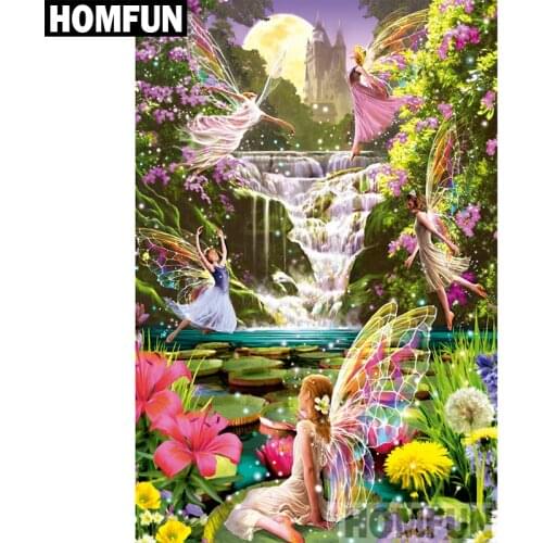 HOMFUN Full Square/Round Drill 5D DIY Diamond Painting "butterfly fairy" Embroidery Cross Stitch 5D Home Decor Gift A02557