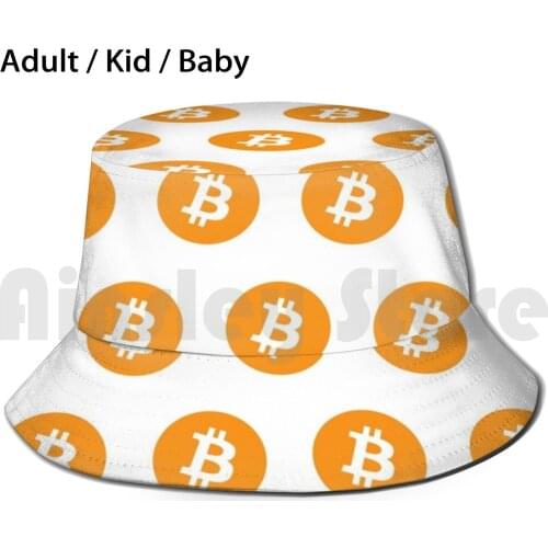 Bitcoin Btc Crypto Cryptocurrency Pattern White Bucket Hat Adult kid baby Beach Sun Hats Crypto Hodl Cryptocurrency Bitcoin