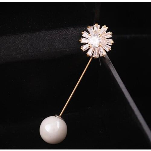 MADALENA SARARA AAA Zircon Inlaid Brooch Pin Copper Pearl Fine Elegant For Women Jewelry MD-BH002001