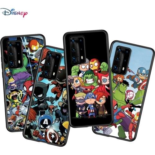 Marvel Cartoon Avengers For Huawei P40 P30 P20 Pro P10 P9 P8 Lite RU E Mini Plus 2019 2017 Black Phone Case Cover