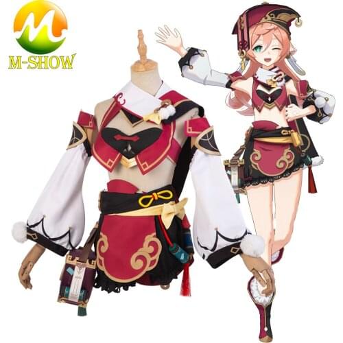 Game Genshin Impact Yanfei Cosplay Costume Hat Sexy Dress Full Set Yanfei Game Suit Halloween Fancy Suit for Adult Women Outfits