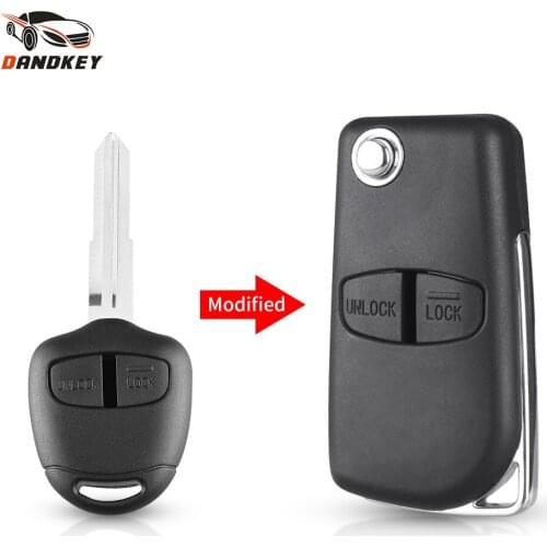 Dandkey Remote Modified Car Key Shell For Mitsubishi Pajero Sport Outlander Grandis ASX 2/3 Buttons Flip Folding Remote Key Case