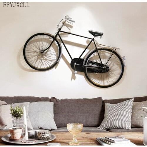 Creative 3D wrought iron wall decoration, retro bicycle home decoration, light industrial style living room bar restaurant