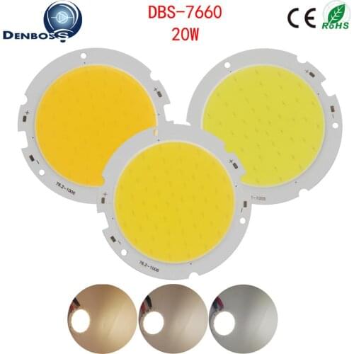Allcob 76mm 60mm Round LED COB Light Source 20W 30-33V DC High Lumen High Power Module COB Warn Nature White for downlight
