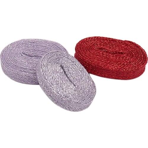 Coolstring 7MM Metallic Yarn Lace Red Silver Grey Solid Shining Color For Dress Waist Shoes Formal Occasion Wearing Cordones
