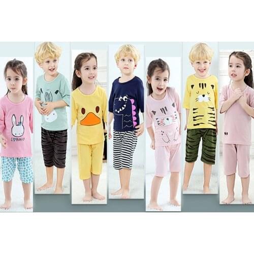 Summer Cartoon Pajamas Sets for Baby Boys and Girls Children Suits Kids Suits Cotton Pyjama Sets for Toddler Boys Child Clothes
