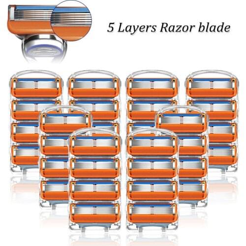 Shaving Razor Blades For Gillette Fusion 5 Holder Replacement Heads Face Shaver Cassettes 5 Layers Stainless Steel Blade For Men