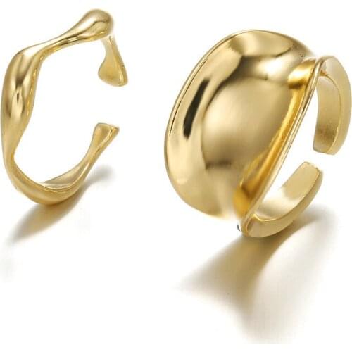Fashion Trend Female Alloy Ring Jewelry Wave Shape Simple Personality Gift Adjustable Ring Wedding Bridal Party