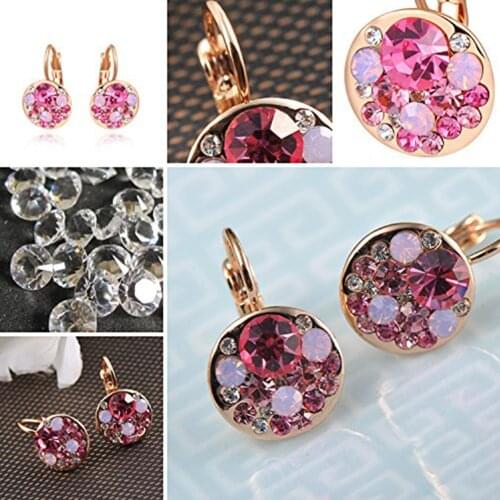 Fashion luxury Multi Color Crystal Engagement Wedding Earrings With Full Shiny Rose Gold Earring Gifts for Women Girls