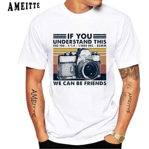 Retro Navy Camera If You Understand This We Can Be Friends Funny Photographer Essential T-Shirt Men Short Sleeve Boy White Tees
