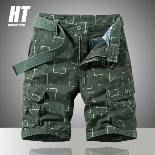2021 Summer New Mens Casual Shorts Military Tactical Cargo Shorts Men Green Print Bermudas Shorts Work Jogger Loose Male Shorts