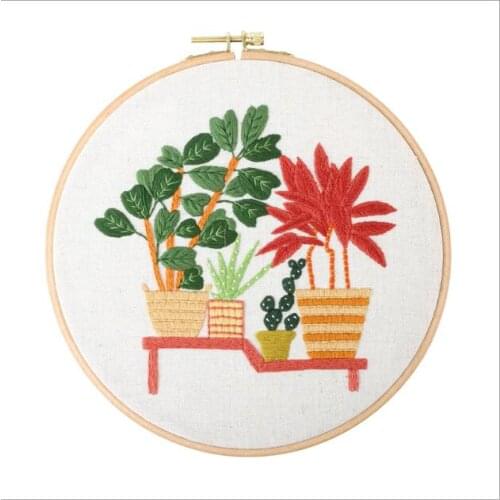 20x20cm Flower Shop Plant Series European embroidery kit simple three-dimensional embroidery Ribbon kit embroidery needlework