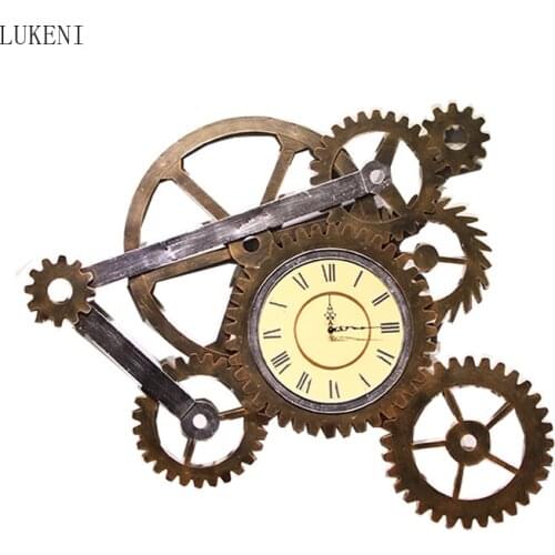 Industrial Style Retro Gear Wall Clock To Make Old Wall Decorations Murals Ornaments Creative Bar Decoration Clocks
