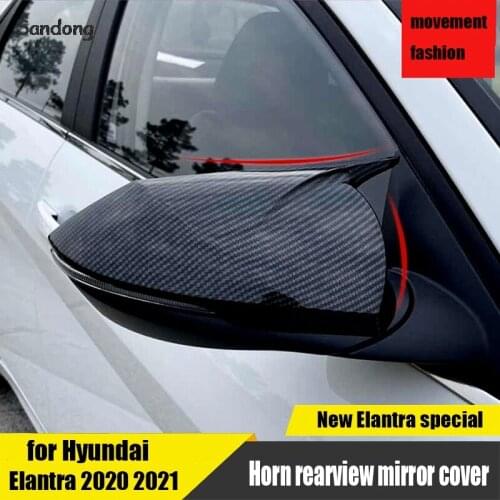 New rearview mirror cover horn cover exterior modified carbon fiber pattern suitable for Hyundai Elantra Avante CN7 2020 2021