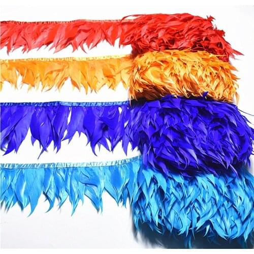 New 1yard/lot saddle Chicken feathers fringe trim About 10cm width diy Chicken plumas for needlework crafts ribbon sewing plumes