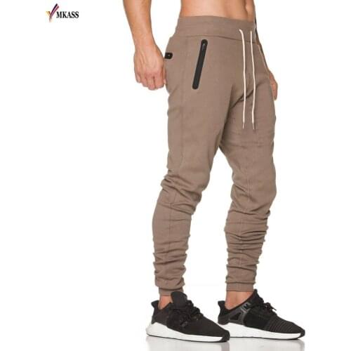 Hot Slae New Zipper Sweatpants Men Solid Workout Bodybuilding Clothing Casual Fitness Joggers Pants Skinny Trousers