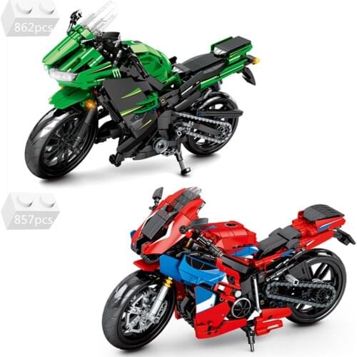 High-tech City Off-road Motorbike MOC Model Building Blocks Creator Racing Car Motorcycle Kit Bricks Kids Toys For Children Gift