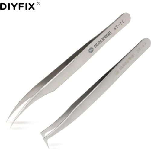 Stainless Steel Eyelash Extension Tweezers Ultra Precision Forceps with Curved Angled Fine Tips Beauty Craft Anti Acid Tweezers