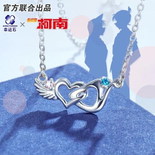 Detective Conan Pendant Silver 925 Sterling Cross Bracelet Necklace Anime Role Shinichi Shihara Ran For Lovers Gift
