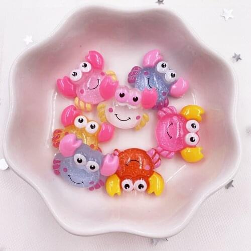 Resin Glitter Crab Flatback Cabochon Rhinestone Wedding Applique DIY Scrapbook Craft Figurine Ornaments Accessories OH53