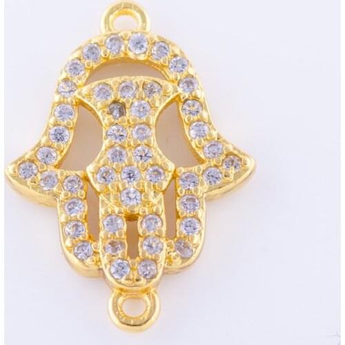 Supplies For Jewelry 5pcs Zircon Crystal Palm Hamsa Hand Charms Wholesale Copper Micro Pave CZ Charms For Jewelry Making