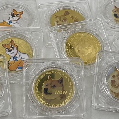 Gold Plated Ethereum Ripple Bitcoin Dogecoin TRX Ada Cardano QTUM IOTA BNB Binance Digital Coins with Spin rotatory showing Case