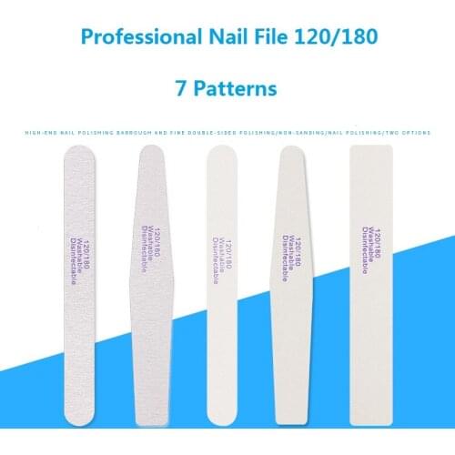 Professional 7 Patterns Nail File 120/180 Different Shape Sandpaper Nail Sanding Grinding Polishing Manicure Care Tools