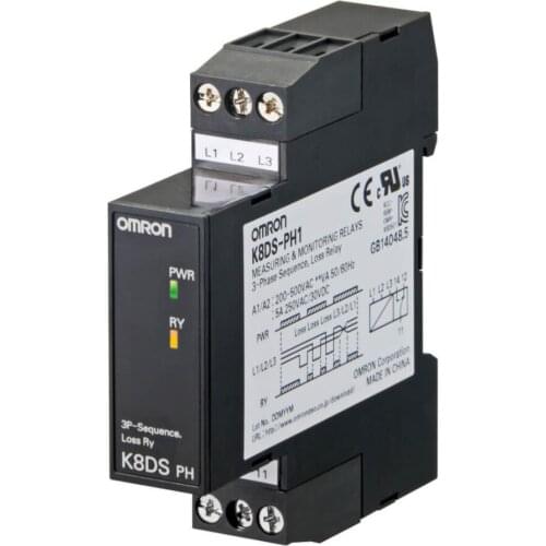 K8DS-PH1 K8DS0001B Control relay Monitoring relay 17.5mm wide, simultanious monitoring of phase sequence and loss in 3phase